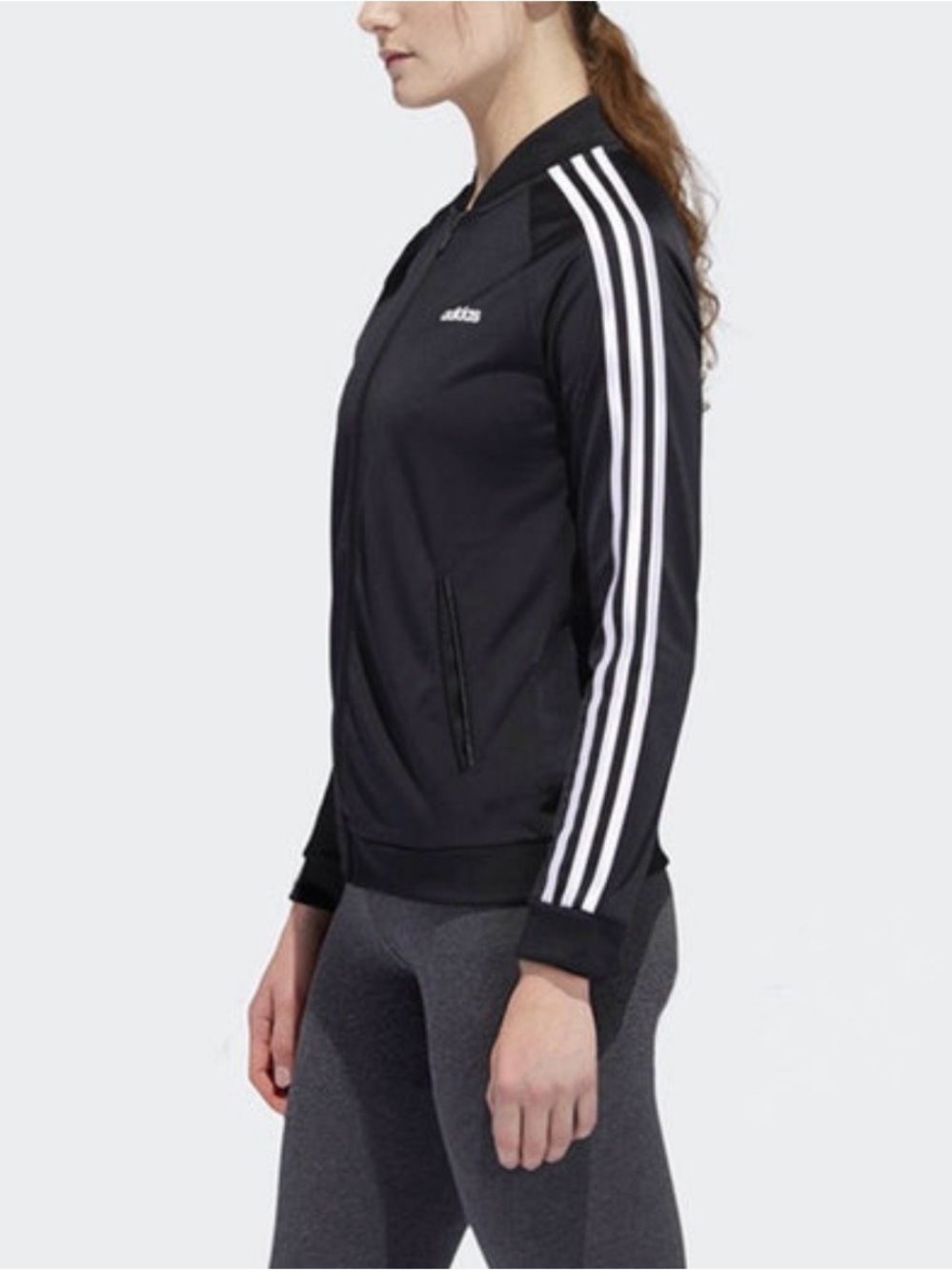 Adidas Women’s Medium Black & White 3-Stripes Full Zip Track Jacket
